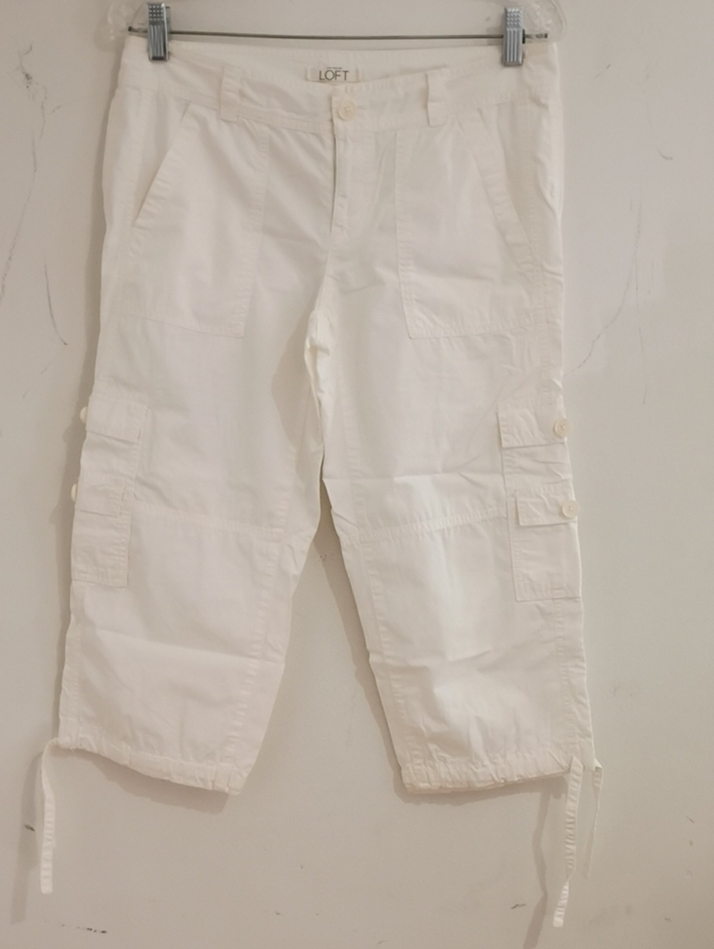 LOFT White Women's Cargo Capris with Drawstring Hems